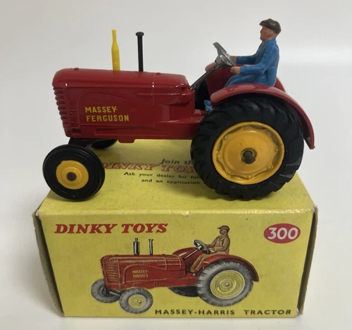 Vintage Dinky Toys 300 Massey-Harris Tractor Red In Original Box