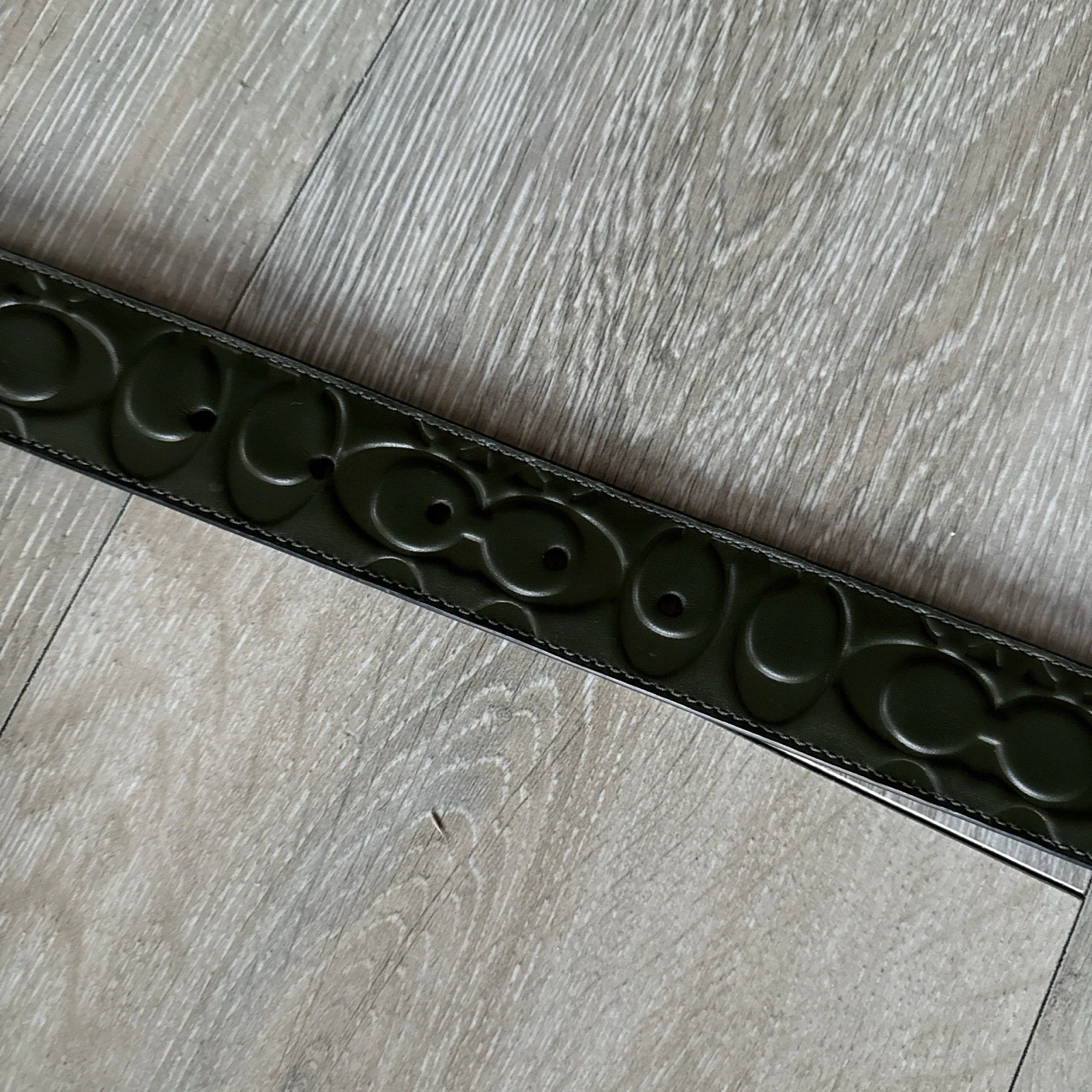 Cintura Coach uomo classica verde firma monogramma logo pelle verde taglia 42