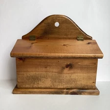 Vintage Wood Box Mail Salt Glove Pantry Candle Rustic Primitive Wall Counter