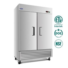 54" W Commercial Refrigerator - Double Door Reach-In for Restaurant, Bar, Cafe