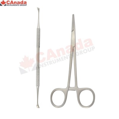 Pets Ear Hair Pulling Forceps Kelly Curved Veterinary Scraper Teeth Cleaning Kit