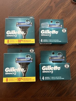 Lot  Of 4 Gillette Mach3 Razor blades Refills Shaver Cartridges! 24 Total!