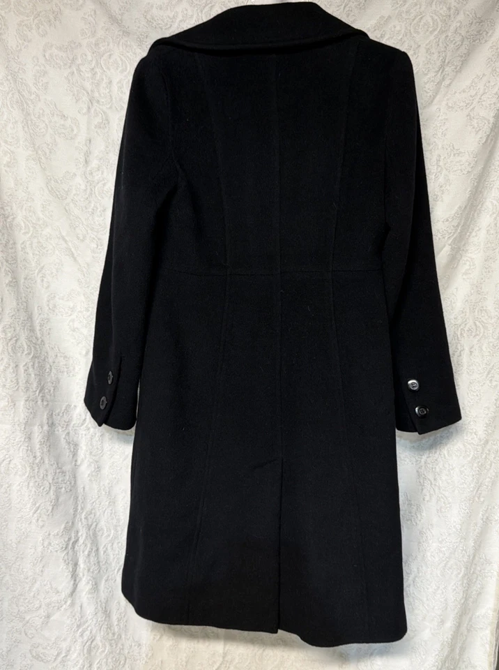 Bill Blass Black Angora Wool A Line Classic Warm Winter Coat size 8 - Image 4 of 4