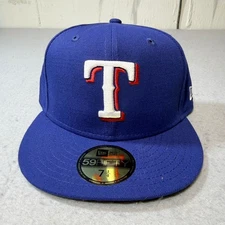 New Era 59FIFTY Texas Rangers Baseball Cap Royal Blue Size 7 1/4