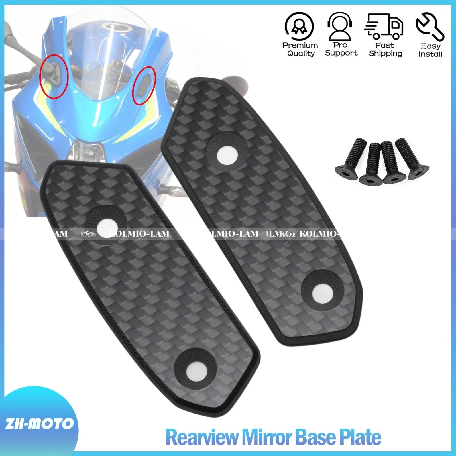 Rearview Mirror Block Off Base Plate Fit For SUZUKI GSX-R1000 GSXR1000 2017-2025