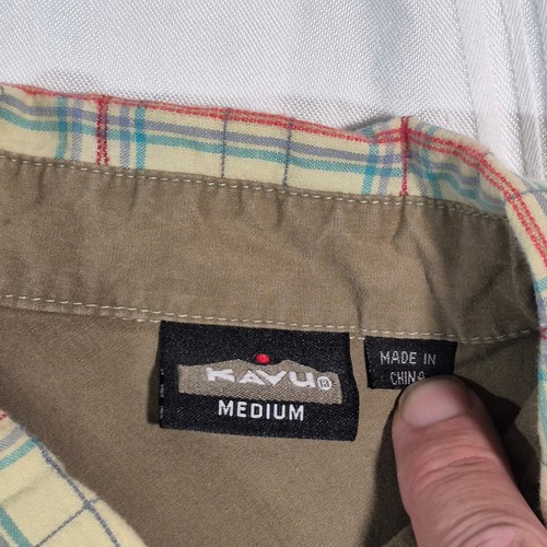 KAVU BUTTON UP LONG SLEEVE SHIRT GREEN MULTI PLAID MENS MEDIUM - Picture 4 of 16