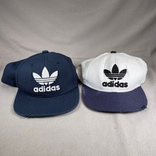 Adidas Hat Bundle Boys OS Blue White Snapback Cap Lot Of 2 Embroidered Trefoil