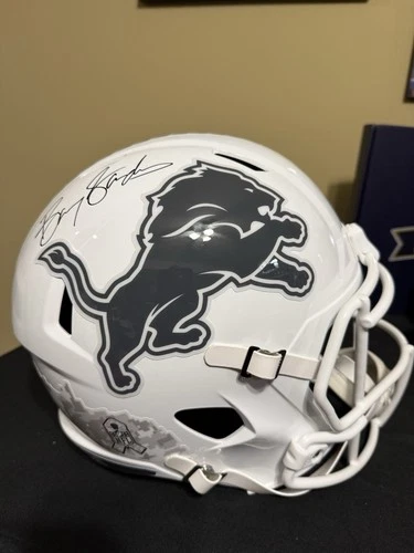 Barry Sanders Signed Lions Salute to Service Full Size Helmet Schwartz COA