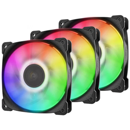 3x - Geometric Future - Squarma 2501 - RGB PWM - 120mm PC Gehäuse Lüfter schwarz