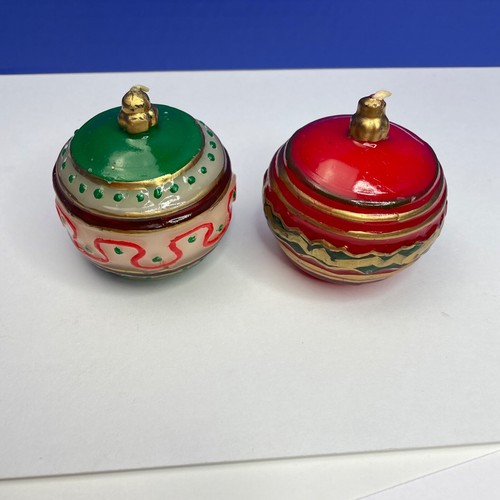 1990's Boston Warehouse Ornament Holiday Candles Pack Of 2 Red Green - Picture 4 of 6