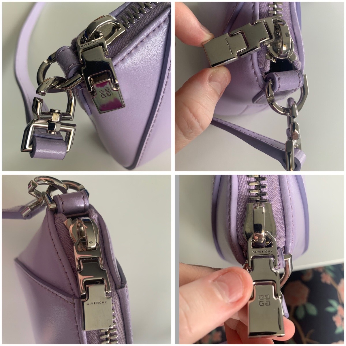 Authentic Givenchy Nano Antigona Lilac Purple Leather Clutch