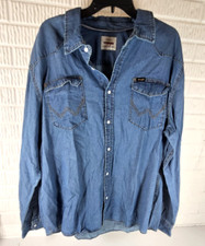 Wrangler Button Down Denim Long Sleeve Men's Shirt Size XXL