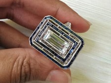 Vintage Art Deco Style 4.5 CT White Baguette Cut CZ Engagement 925 Silver Ring