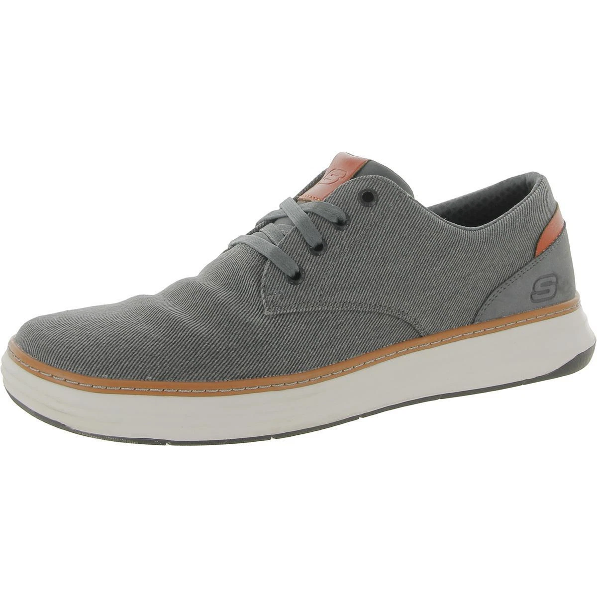 Skechers Mens Moreno Ederson Gray Canvas Oxfords Shoes 12 Medium D BHFO 9266