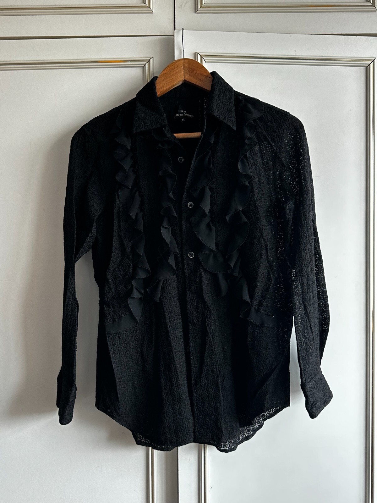 Womens Comme des Garcon Blouse RRP £650 M Black High Fashion Shirt Black DSM