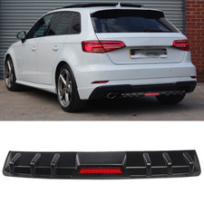 Heckdiffusor Licht Heck Diffusorlippe Heckstoßstange Schwarz für Audi S3 8V 8VA