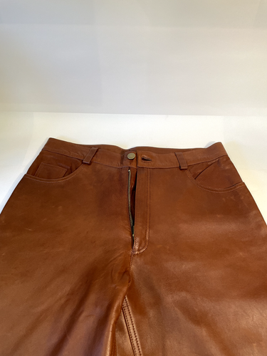 Súper Suave Medio Marrón DAKS London Mujer Lujo Cuero Real Pantalón - Imagen 8 de 12