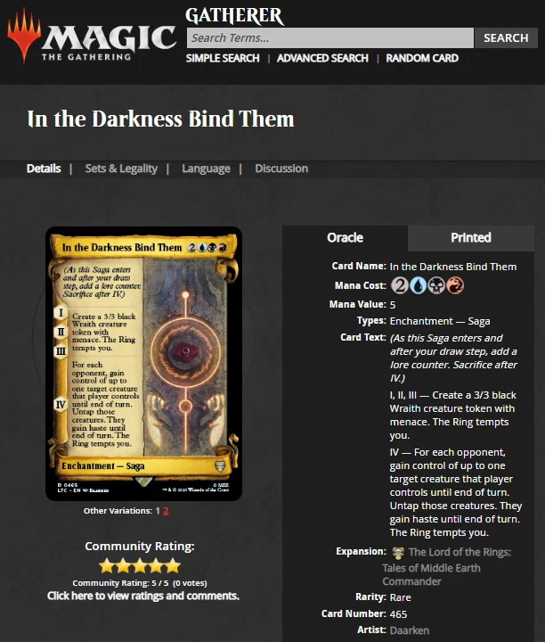 MTG Magic the Gathering Lord of Rings In the Darkness Bind Them CGC 9.5 POP 1 - Image 4 of 4