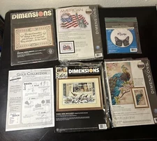 6 Dimensions Cross Stitch Patterns - Cats, Patriotic, Peacock, Religious, Beauty