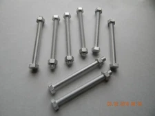 ALUMINUM HEX CAP SCREWS.  5/16-18 x 3 1/2" WITH NUTS FULL THREAD 8 PCS. NEW