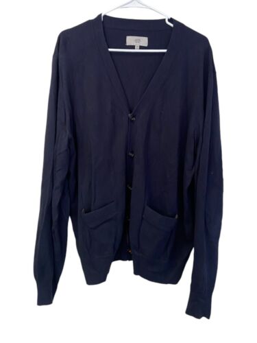 Jack Spade Mens Cardigan Blue Size L/G V Neck Buttoned Long Sleeve Front Pocket