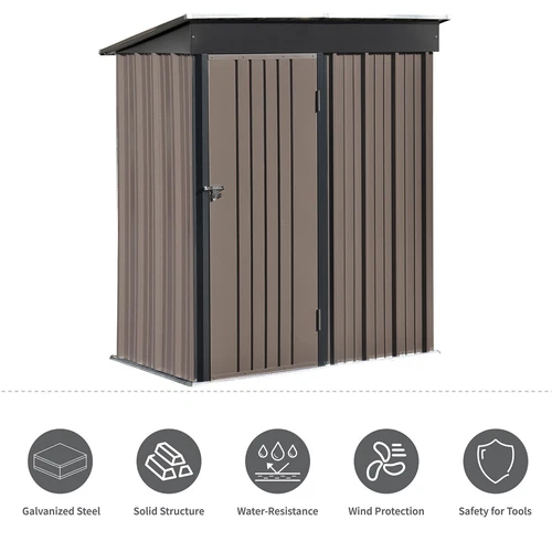 Garden Storage Shed Metal Outdoor Box Outdoor Backyard Bike Tool 5ftx3ft Grey - Picture 16 of 45