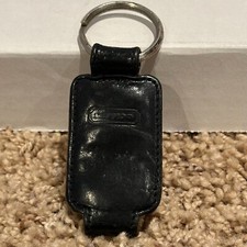 Vintage Coach Black Leather Valet Snap Key Chain Fob Ring Classic Logo Double