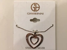 Giani Bernini Double Heart Pendant Necklace in Sterling Silver R281 NEW $110