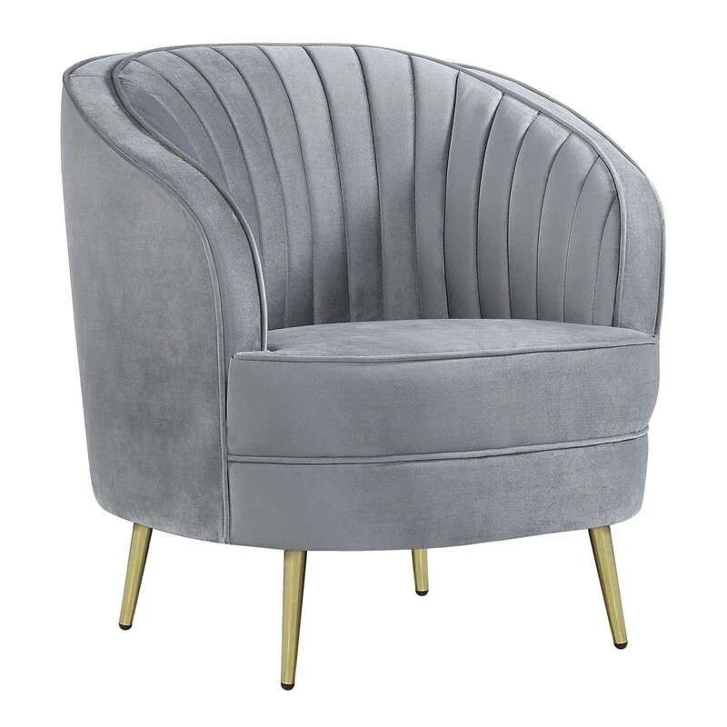 Enzo 31 Inch Retro Accent Chair Channel Tufted Bucket Style Back