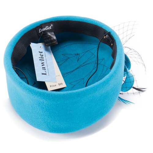 Embroidered Womens Girl Veil Netting Wool Felt Fascinator Pillbox Hat Party A140 - Picture 19 of 29