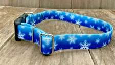 Adjustable Holiday Snowflake Dog Collar with Quick Release Buckle Made in USA