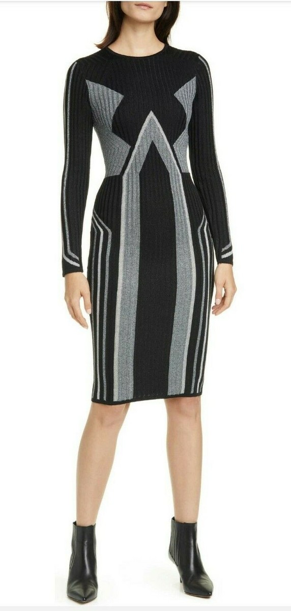 Ted Baker- HESIAA- Long Sleeve- Knitted Bodycon Dress- Black- Sz1