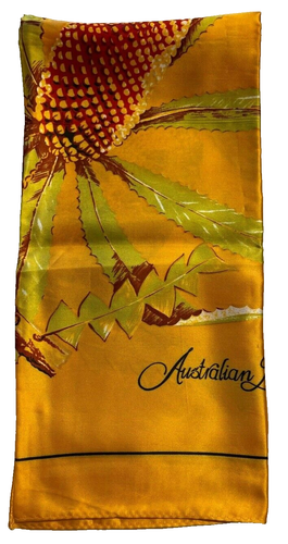 Australian 26"x26" Satin Acetate Souvenir Scarf "Australian Banksias" - Picture 6 of 7