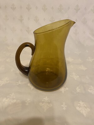 Vintage großer Blenko Bernstein Glas Krug Krug MCM handgeblasen Retro