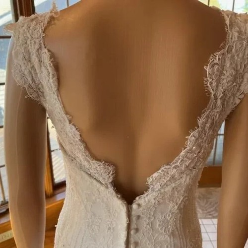* Martina Liana Iv Lace Sleeveless Fit Flare Bridal Gown Wedding Dress Size 6 8 - Picture 9 of 13