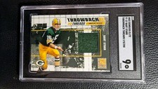 2003 DONRUSS ELITE BART STARR THROWBACK THREADS GAME WORN JERSEY HOF SGC 9 POP 1