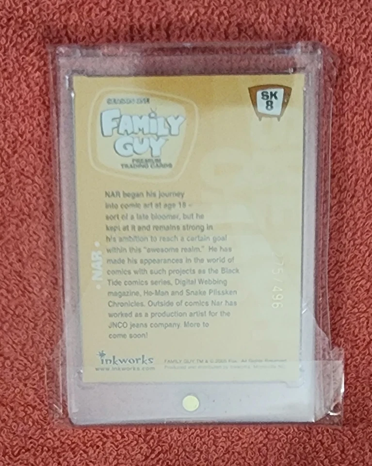 Family Guy  Season 1  SK8 Brian Sketch Card #275/496 By Legend Artist Julio Nar! - Image 2 of 2