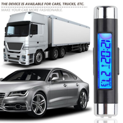 2 in 1 Car Digital LCD Clock/Temperature Display Electronic Clock Thermometer OY