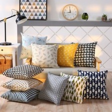 lin coton Housse de Coussin géométrique oreiller jeté étui Canapé lit