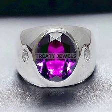 Ruby Oval Cut Gemstone With 925 Sterling Silver Ring For Men's #A21 *