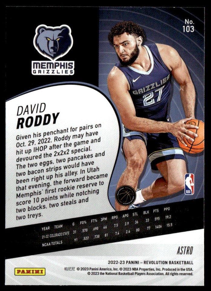 2022 Panini Revolution #103 David Roddy Astro SP RC | eBay