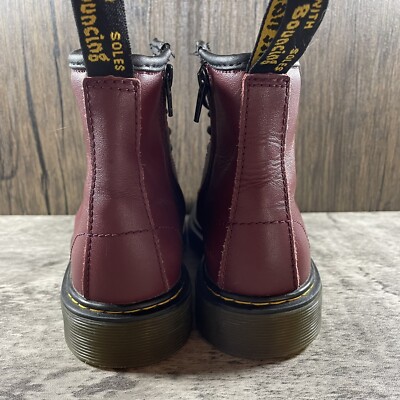 Dr. Martens 1460 J 8-Eye Boots Leather Zip Lace Up Cherry Red Mens