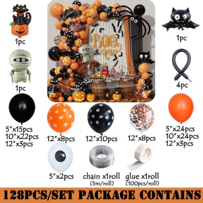 Halloween Balloon Garland Arch Kit 170pcs Orange and