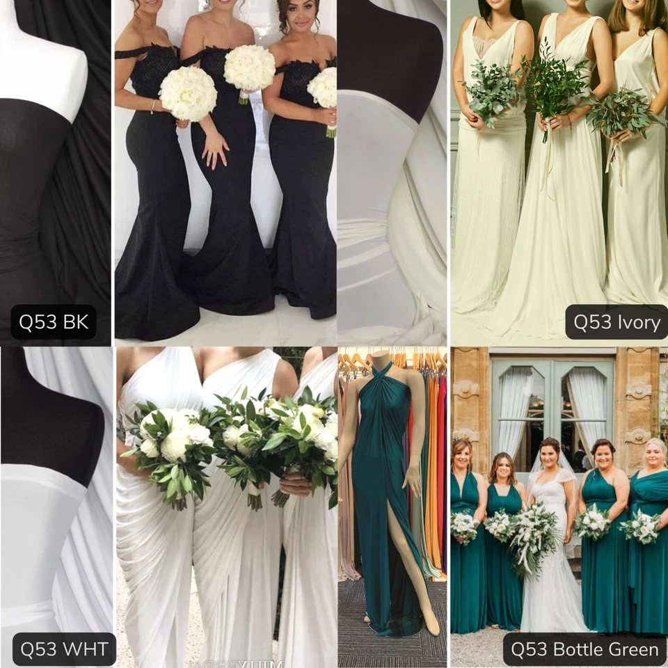Silk Touch Dressmaking Stretch Jersey Fabric Infinity Bridesmaid Prom Dress - Image 2 of 4
