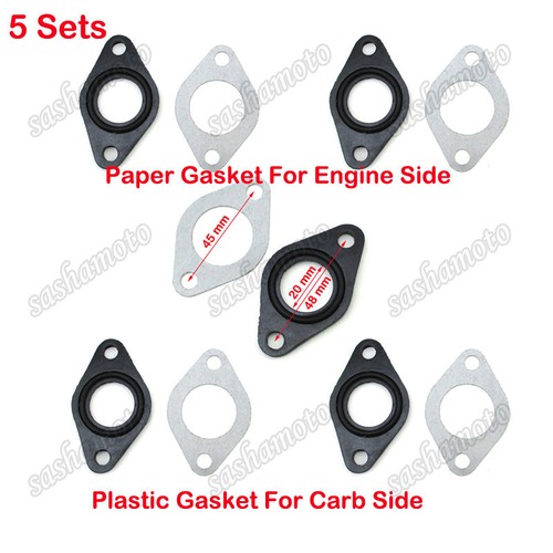 2x Vergaser Isolator Set 19mm - Dichtung & O-Ring Für 50cc-125cc ATV & Dirt Bikes