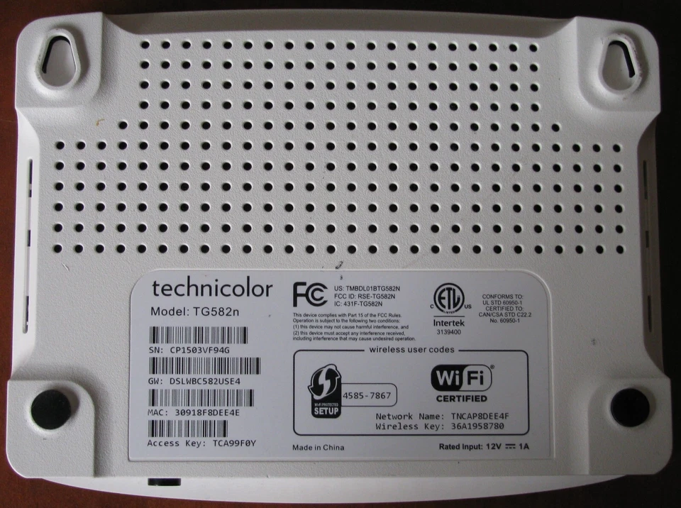 Technicolor Model TG582N Modem Route - Image 2 of 3