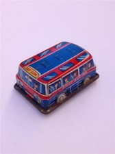 Vintage Small Sight Seeing Bus Tin Litho Friction Toy - Made in Japan