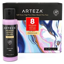 Arteza Pouring Acrylic Paint | Pastels | 4oz Bottles - Set of 8
