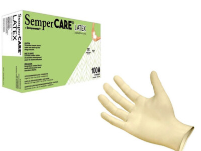 100 count  SemperCare Latex Rubber Gloves  Small, Medium or Large