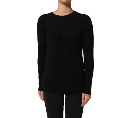 VICOLO Top Schwarz Acryl Strick Rundhals Langarm IT44/US10/L UVP 150usd